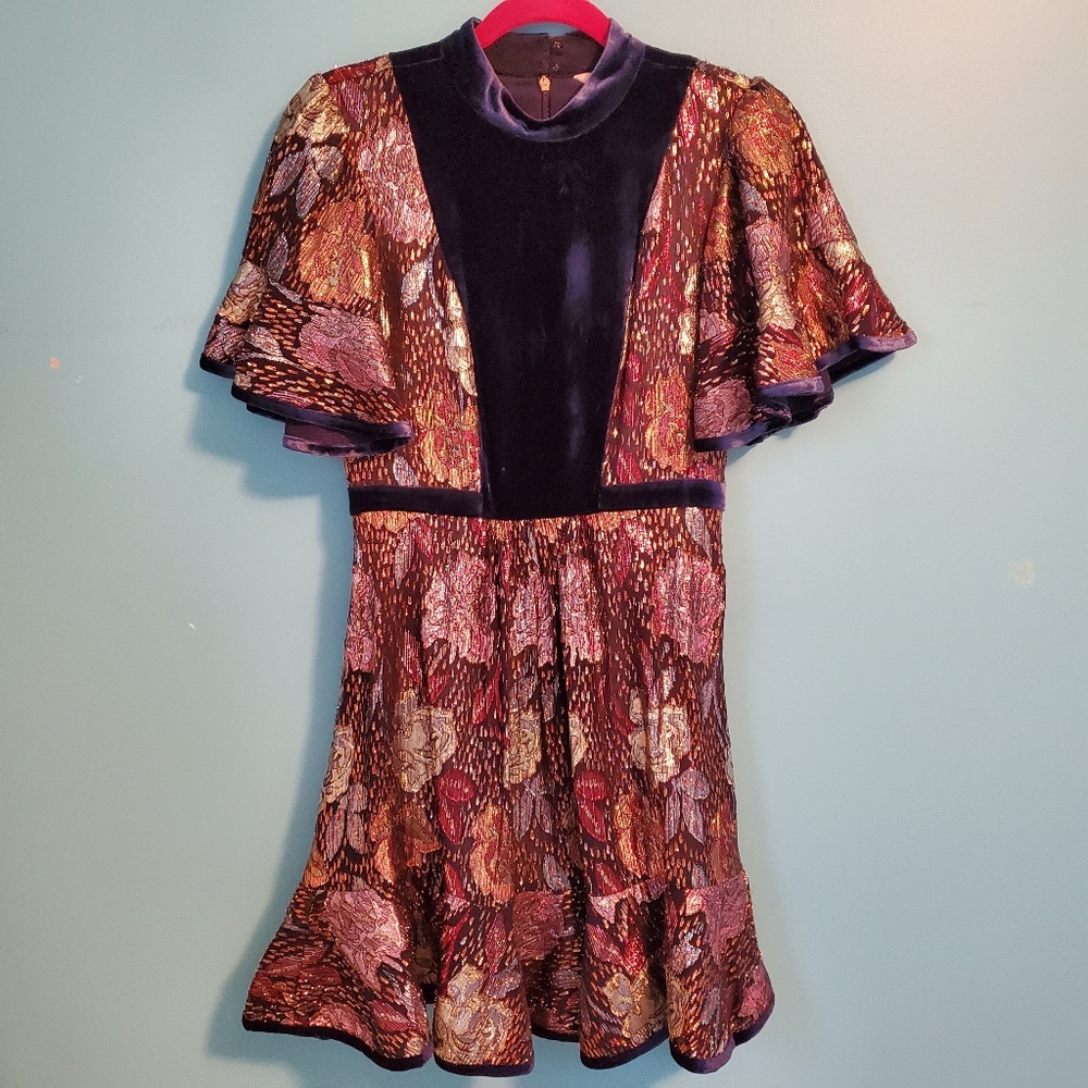 Rebecca Taylor Glistening Rose Velvet Dress